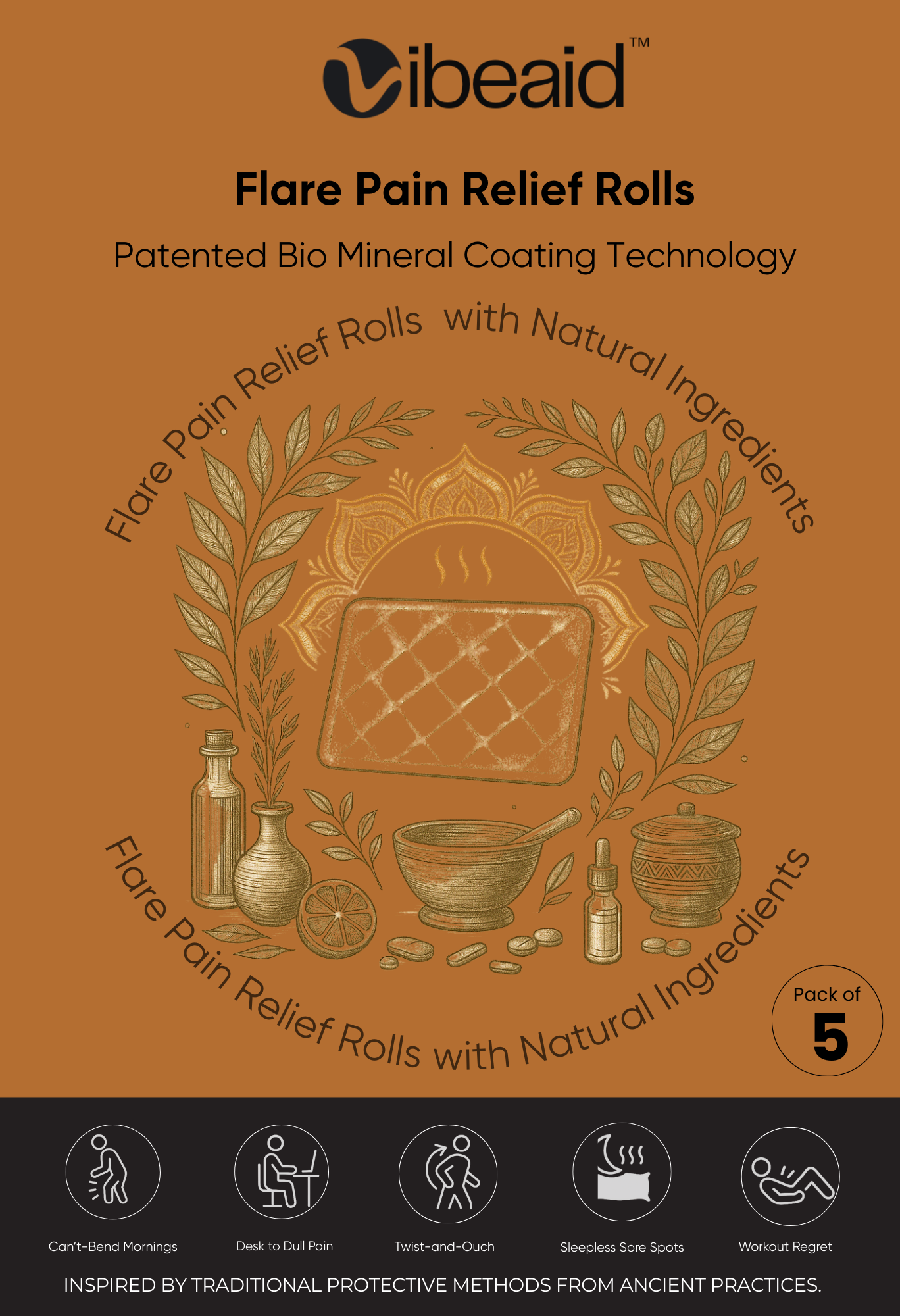 Flare Copper Coated Natural Pain Comfort Rolls