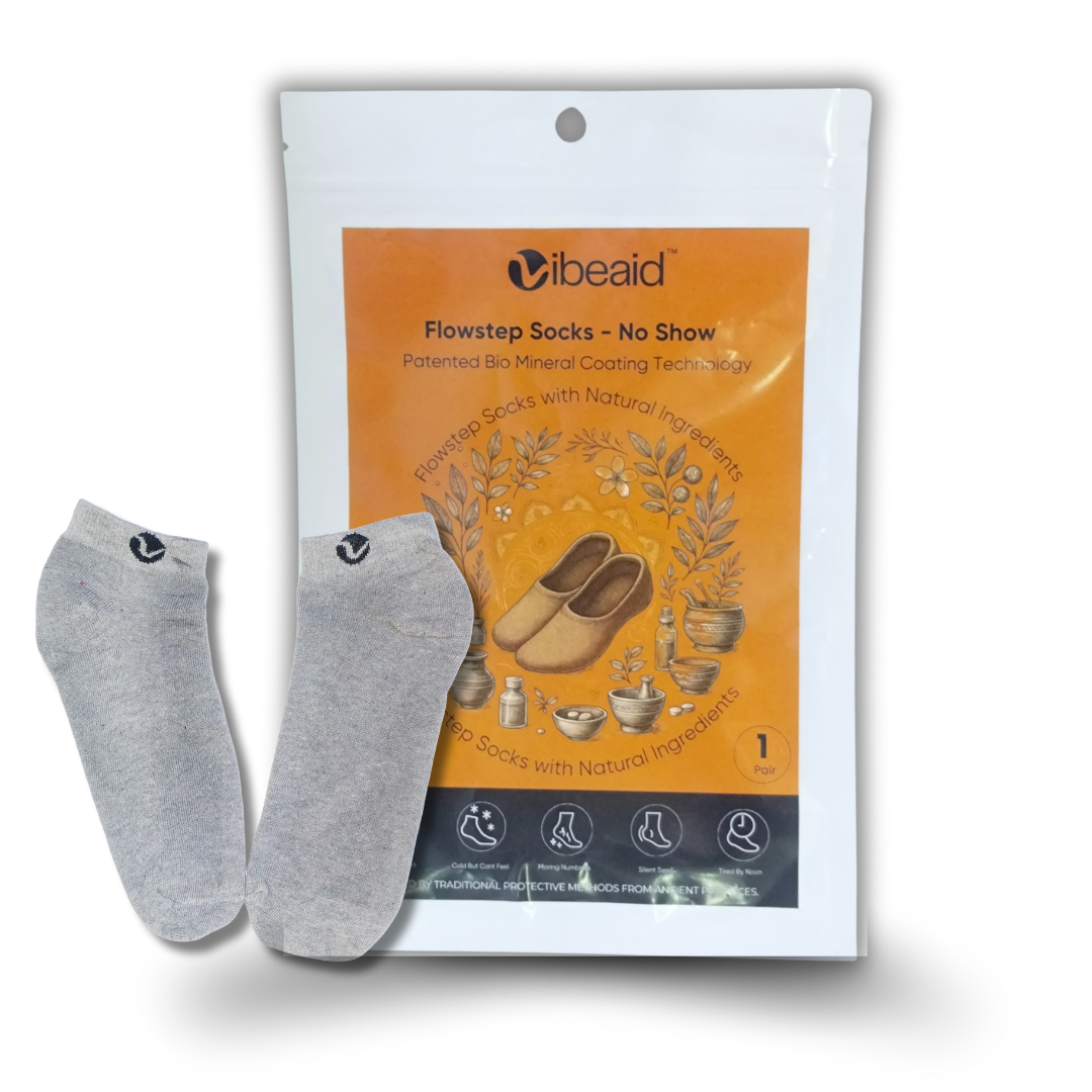 CuEase Copper Coated Natural Pain Comfort Socks - No Show |Angle |Regular