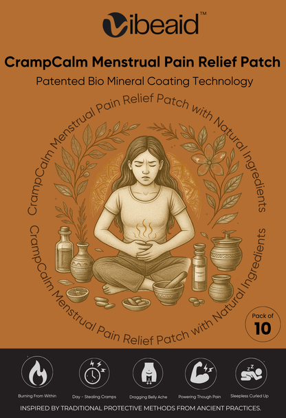 Pack of 10 CrampCalm Copper Coated Natural Menstrual Pain Comfort Patches